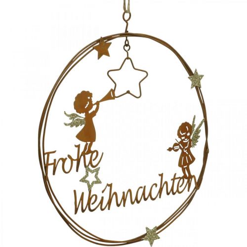 Buon Natale decorazione scritta anello ruggine Ø19cm 2 pezzi