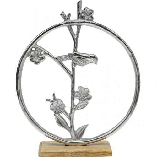 Prodotto Decorazione da tavola primavera, anello decorativo uccello deco argento H32.5cm
