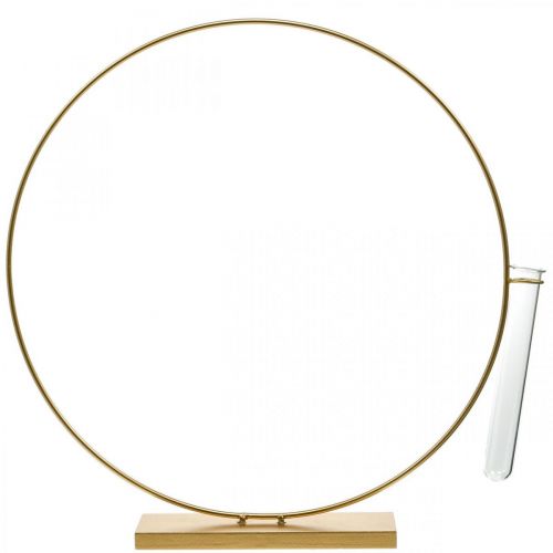 Floristik24 Anello decorativo con supporto e provetta Anello in metallo Dorato Ø35cm