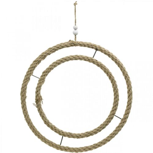 Prodotto Anello decorativo doppio, anello per decorare, anello in juta, stile boho colore naturale, argento Ø41cm