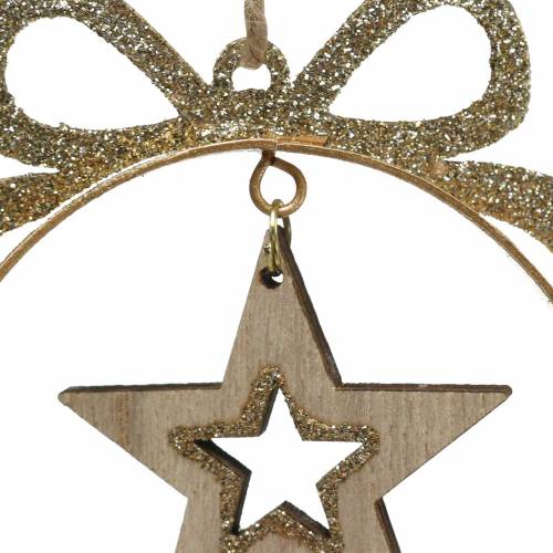 Floristik24 Appendino decorativo palla albero di Natale con stella, angelo e casa in metallo, legno Ø8,5cm H11cm 3 pezzi