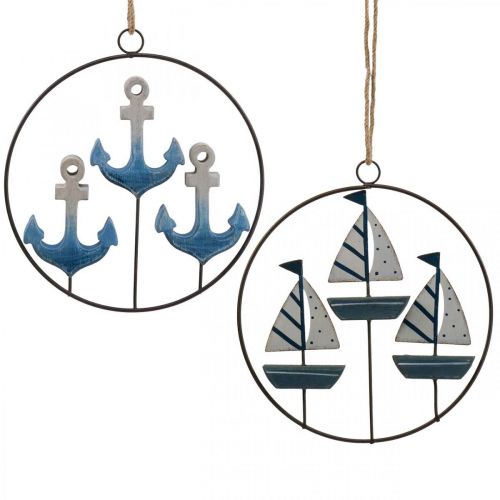 Anello decorativo in metallo per appendere barche a vela / ancore Ø18 cm 2 pezzi