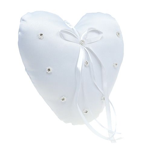 Floristik24 Anello cuscino a forma di cuore 18 cm bianco