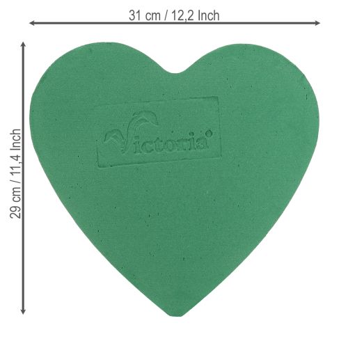 Prodotto Cuore romantico in schiuma floreale 30 cm in schiuma floreale verde 2 pezzi
