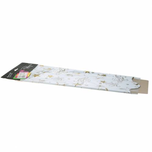 Floristik24 Film per imballagio fiori motivo natalizio Bianco / oro 60 cm 50 pezzi