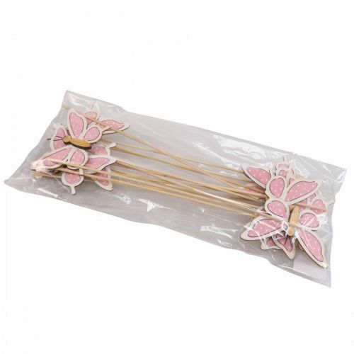 Prodotto Bastoncini decorativi farfalla rosa in legno 7,5 cm 28 cm 12 pezzi