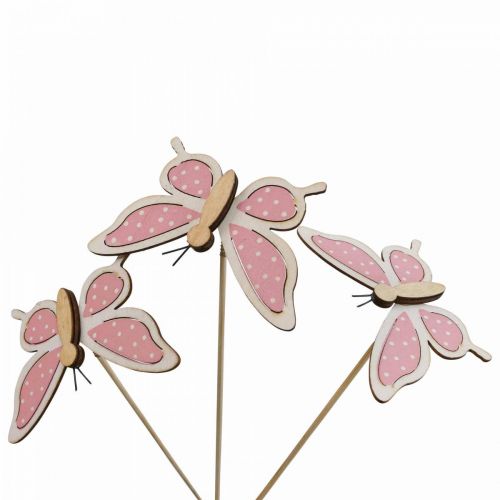 Prodotto Bastoncini decorativi farfalla rosa in legno 7,5 cm 28 cm 12 pezzi