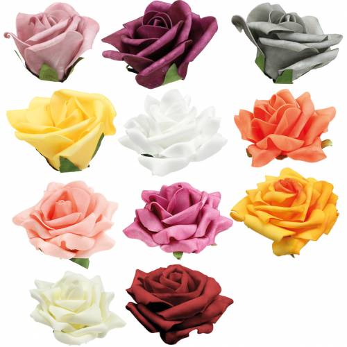 Rosa in schiuma Ø10cm diversi colori 8 pz