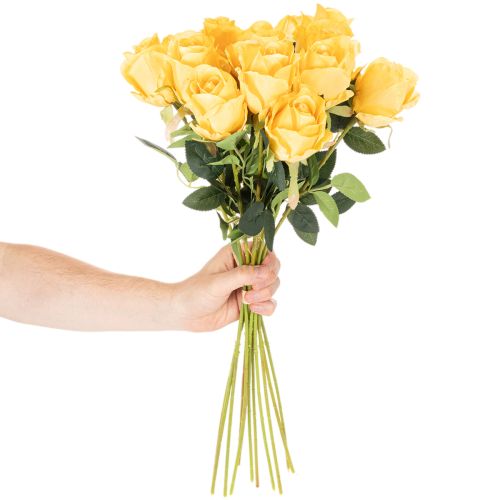 Rosa artificiale con stelo lungo, fiore artificiale, 62 cm, 12 pezzi | Floristik24.it