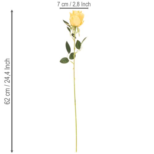 Rosa artificiale con stelo lungo, fiore artificiale, 62 cm, 12 pezzi | Floristik24.it
