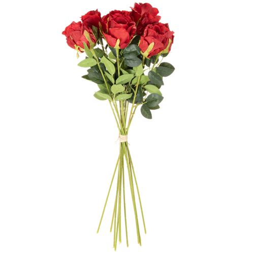 Rosa artificiale con gambo lungo, fiore artificiale rosso, 62 cm, 12 pezzi | Floristik24.it