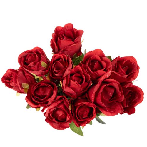 Rosa artificiale con gambo lungo, fiore artificiale rosso, 62 cm, 12 pezzi | Floristik24.it