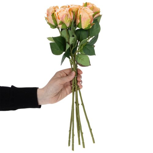 Prodotto Bouquet di rose artificiali dall'aspetto realistico, di lunga durata, per decorazioni nuziali, 44 cm, 6 pezzi