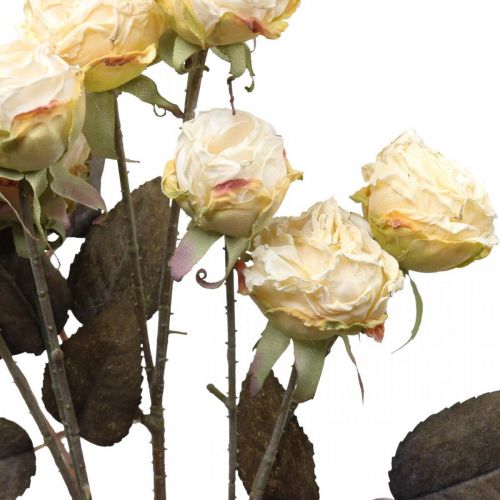Rose artificiali appassite Drylook 9 petali Crema L69cm