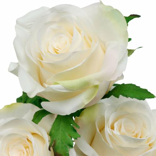 Floristik24 Rosa bianca su stelo Fiore di seta Rosa artificiale 3 pezzi