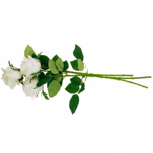 Floristik24 Rosa bianca su stelo Fiore di seta Rosa artificiale 3 pezzi