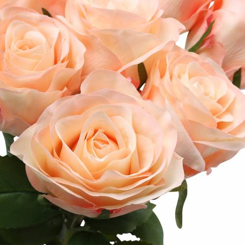 Floristik24 Bouquet di rose albicocca artificiale 8 pz
