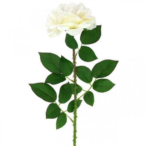 Fiore di seta, rosa su stelo, pianta artificiale bianco crema, rosa L72cm Ø13cm