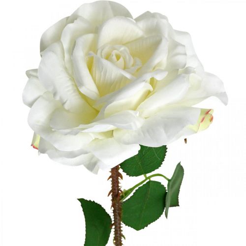 Rosa bianca Rosa finta su stelo Fiore di seta Rosa finta  L72cm Ø13cm-02401