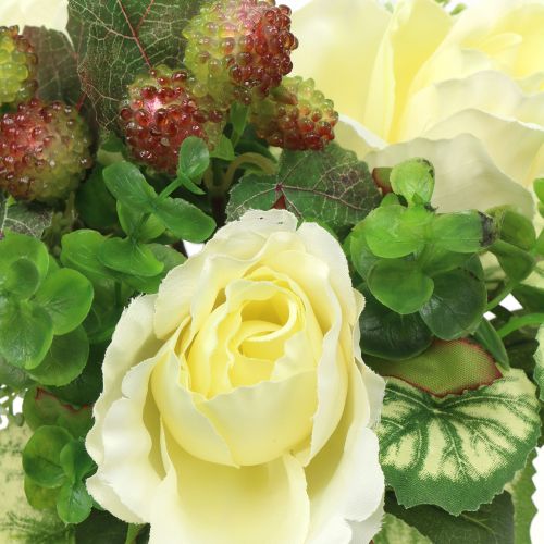 Prodotto Bouquet di rose / ortensie bianco con frutti di bosco 31 cm