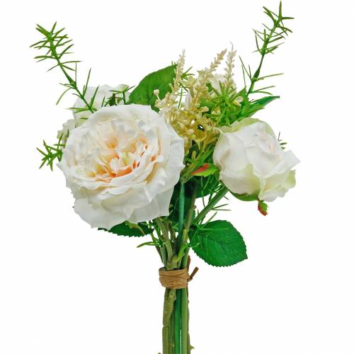 Bouquet di rose artificiali Fiori di seta crema in un bouquet