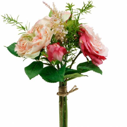 Floristik24 Bouquet di rose artificiali in un mazzo di fiori di seta rosa bouquet