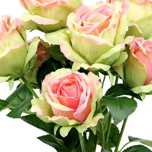 Cespuglio di rose artificiale verde, rosa 55cm