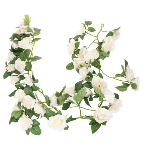Ghirlanda di rose artificiali con fiori bianchi per decorazione, 170 cm
