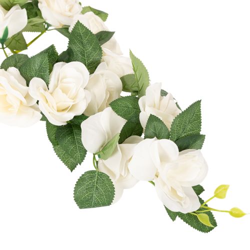 Ghirlanda di rose artificiali con fiori bianchi per decorazione, 170 cm | Floristik24.it