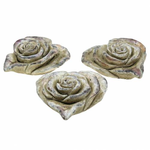 Floristik24 Cuore di rosa di cemento grigio, viola Ø13 H5cm 3 pezzi