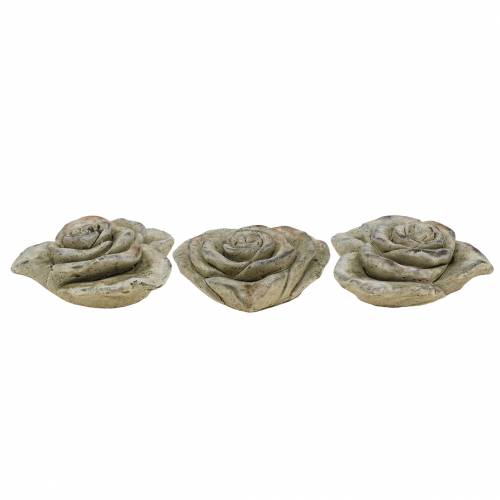 Floristik24 Cuore di rose in cemento grigio, albicocca Ø13 H5cm 3 pz