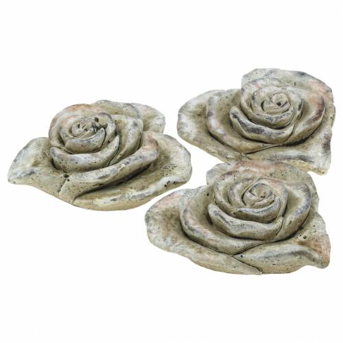 Floristik24 Cuore di rose in cemento grigio, albicocca Ø13 H5cm 3 pz