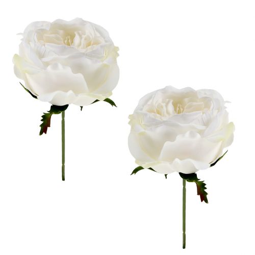 Floristik24 Fiore di rosa bianco 17 cm 4 pezzi