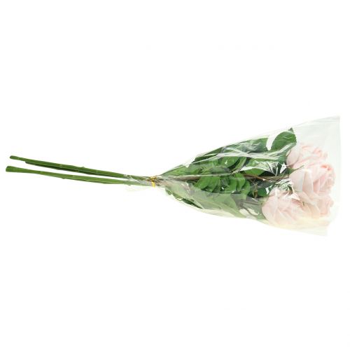Floristik24 Mazzo di rose rosa tenue 65 cm 4 pz