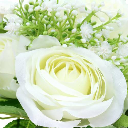 Prodotto Bouquet di rose con gypsophila bianco 26 cm