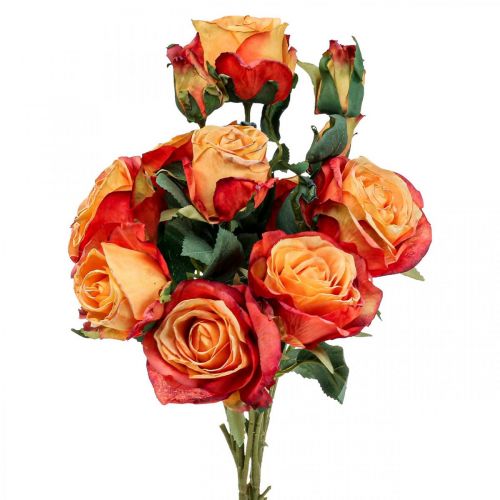 Prodotto Mazzo di rose rose artificiali fiori di seta arancio mazzo 53cm