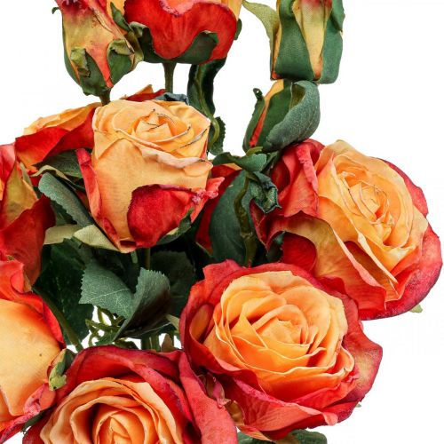 Prodotto Mazzo di rose rose artificiali fiori di seta arancio mazzo 53cm