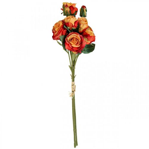 Floristik24 Mazzo di rose rose artificiali fiori di seta arancio mazzo 53cm