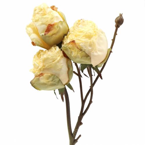 Ramo di rosa artificiale bianco crema 45 cm