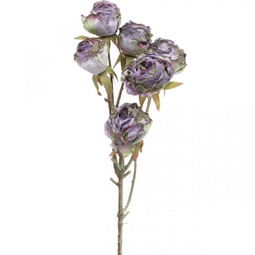 Floristik24 Ramo di rosa Fiore di seta Decorazione da tavola Art Rose Purple Antique L53cm