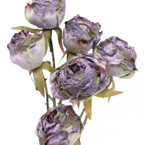 Floristik24 Ramo di rosa Fiore di seta Decorazione da tavola Art Rose Purple Antique L53cm
