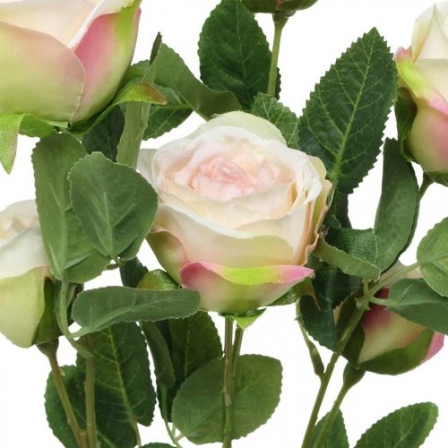 Prodotto Ramo di rose, rose di seta, ramo artificiale rosa, crema L66cm Ø3/5cm