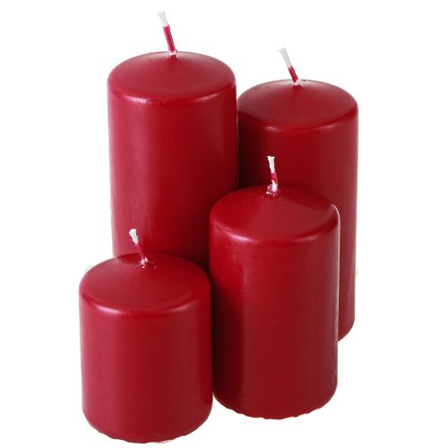 Candele dell&#39;Avvento rosse di diverse altezze 6/8/10/12 cm 4 pezzi