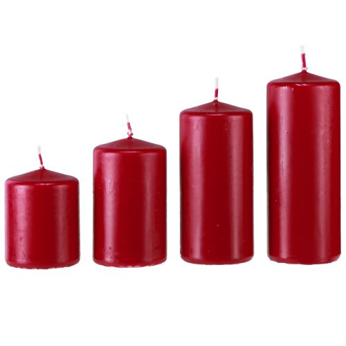 Prodotto Candele dell'Avvento rosse di diverse altezze 6/8/10/12 cm 4 pezzi