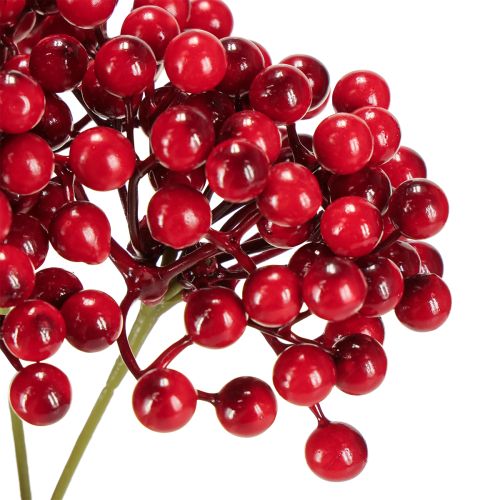 Prodotto Decorazione natalizia con bacche rosse, ramo, mazzo da 27 cm con 3 pezzi