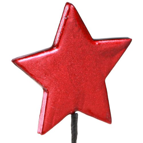 Floristik24 Spina decorativa stella natalizia rossa Ø7cm – 2a scelta – 24 pz