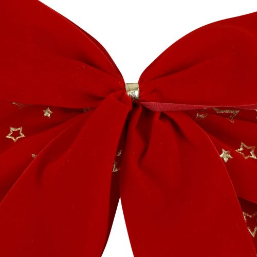 Prodotto Fiocco rosso con stelle di Natale, fiocco decorativo per esterni, 21 cm, 2 pezzi