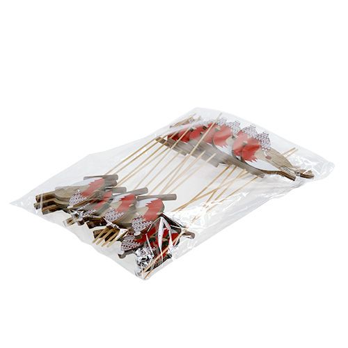 Floristik24 Pettirosso su bastone 7,5 cm 16 pz