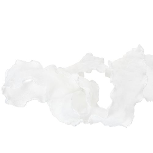 Nastro decorativo in organza bianca arricciata, largo 25 mm, lungo 10 m. | Floristik24.it