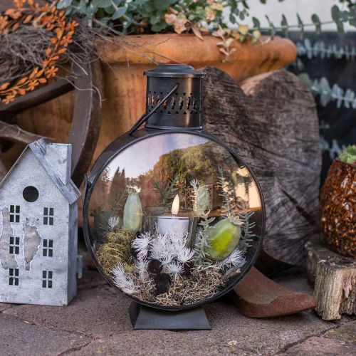 Floristik24 Lanterna decorativa rotonda, decorazione candela rustica, luce del vento in metallo Ø20cm H30cm